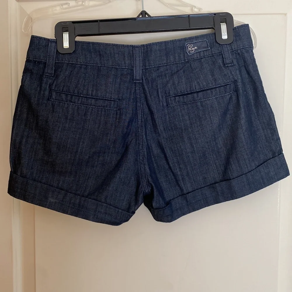 Paige cuffed dressy jean shorts dark wash size 25